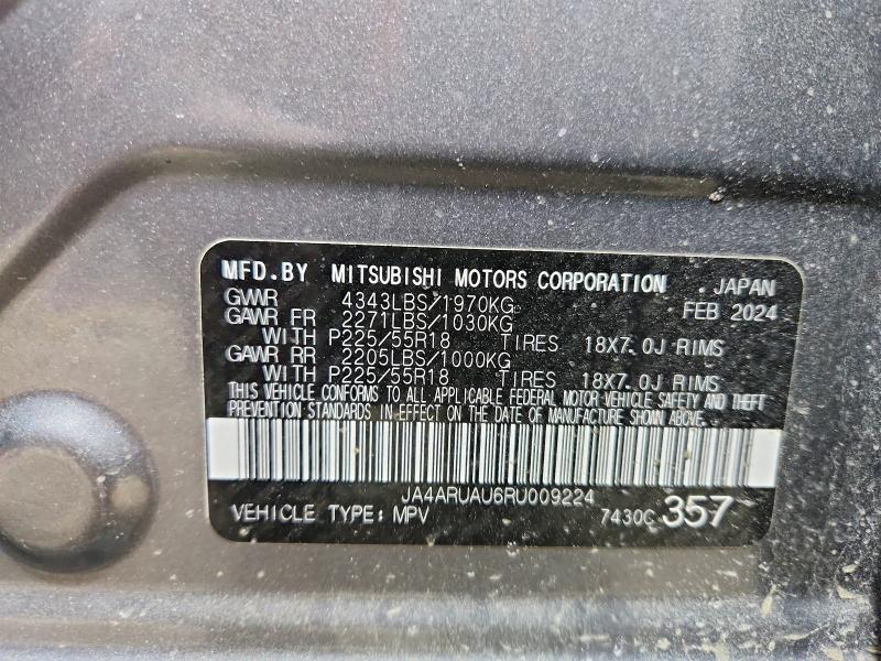 41671886 :رقم المزاد ، JA4ARUAU6RU009224 vin ، 2024 Mitsubishi Outlander Sport مزاد بيع