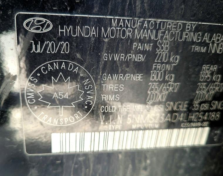 Aukcja sprzedaży 2020 Hyundai Santa Fe, vin: 5NMS23AD4LH254188, numer aukcji: 47326566
