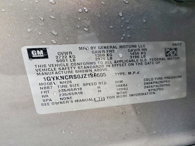 2018 Cadillac Xt5 მანქანა იყიდება აუქციონზე, vin: 1GYKNCRS0JZ136605, აუქციონის ნომერი: 45949066
