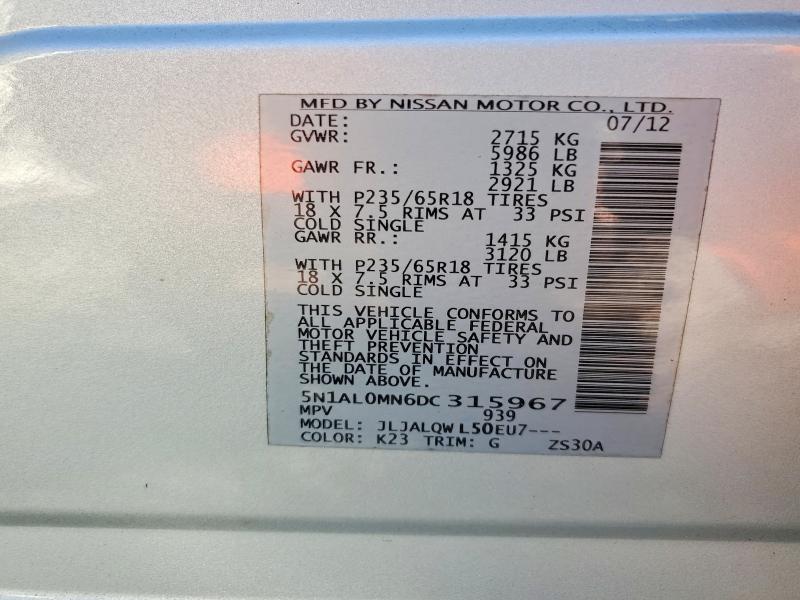 Продаж на аукціоні авто 2013 Infiniti Jx35, vin: 5N1AL0MN6DC315967, номер лоту: 47477516