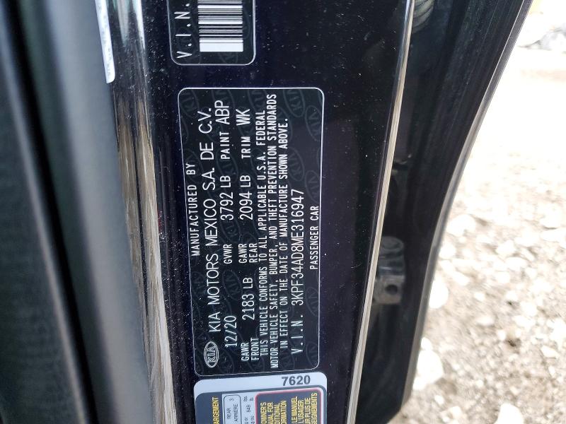 46397656 :رقم المزاد ، 3KPF34AD8ME316947 vin ، 2021 Kia Forte مزاد بيع