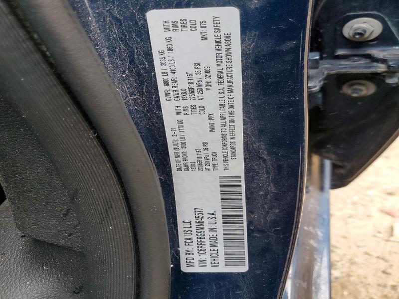 47791096 :رقم المزاد ، 1C6RRFBG9MN645577 vin ، 2021 Ram 1500 مزاد بيع