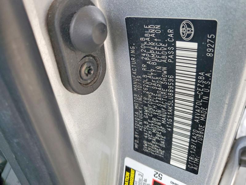 Продаж на аукціоні авто 2020 Toyota Camry, vin: 4T1G11AK5LU889596, номер лоту: 46519146