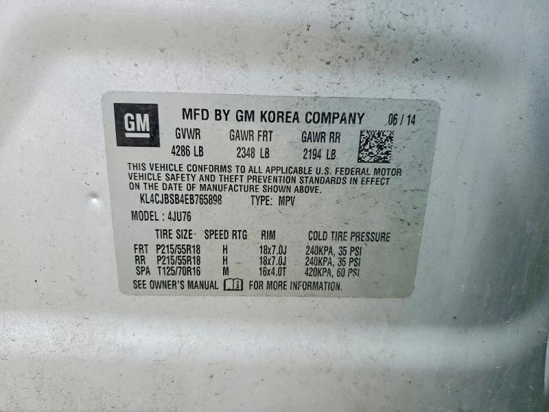 2014 Buick Encore მანქანა იყიდება აუქციონზე, vin: KL4CJBSB4EB765898, აუქციონის ნომერი: 45966316