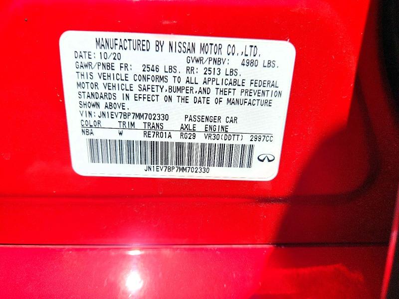 Aukcja sprzedaży 2021 Infiniti Q50, vin: JN1EV7BP7MM702330, numer aukcji: 47433206