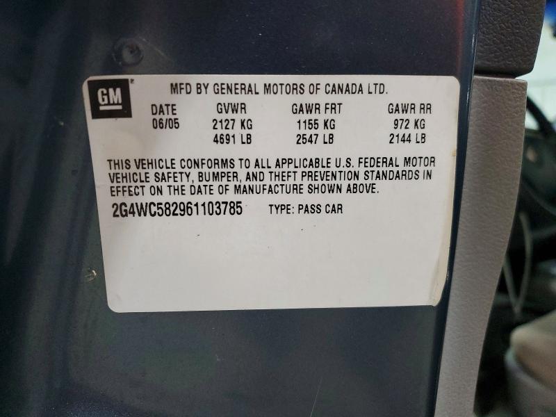 42047796 :رقم المزاد ، 2G4WC582961103785 vin ، 2006 Buick Lacrosse مزاد بيع