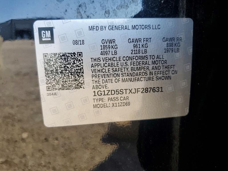 Продаж на аукціоні авто 2018 Chevrolet Malibu, vin: 1G1ZD5STXJF287631, номер лоту: 47894826