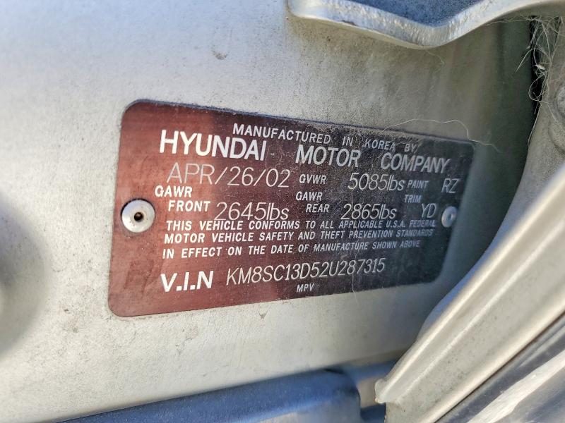 Продажа на аукционе авто 2002 Hyundai Santa Fe, vin: KM8SC13D52U287315, номер лота: 46211516