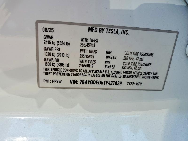 Продаж на аукціоні авто 2026 Tesla Model Y, vin: 7SAYGDED5TF427829, номер лоту: 47141746