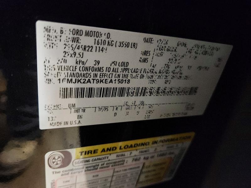 2019 Ford Expedition მანქანა იყიდება აუქციონზე, vin: 1FMJK2AT9KEA15018, აუქციონის ნომერი: 46639856