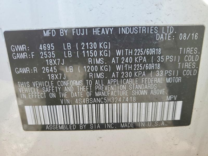 Продажа на аукционе авто 2017 Subaru Outback, vin: 4S4BSANC5H3247418, номер лота: 47440536