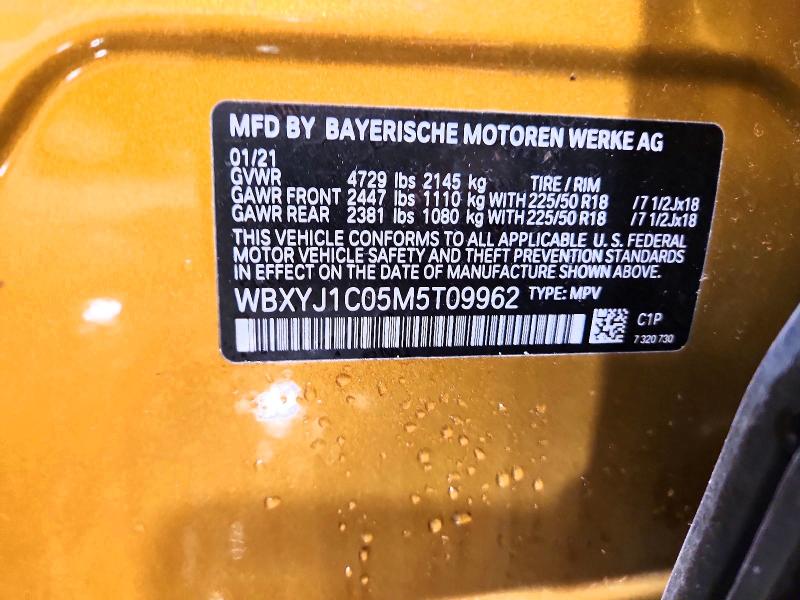 47059266 :رقم المزاد ، WBXYJ1C05M5T09962 vin ، 2021 Bmw X2 مزاد بيع