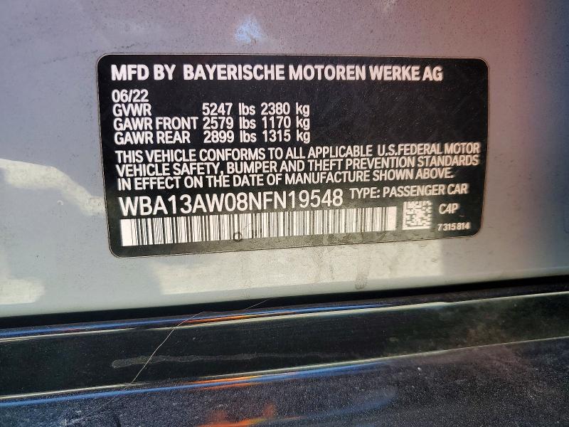 Продажа на аукционе авто 2022 Bmw M440xi, vin: WBA13AW08NFN19548, номер лота: 41729066
