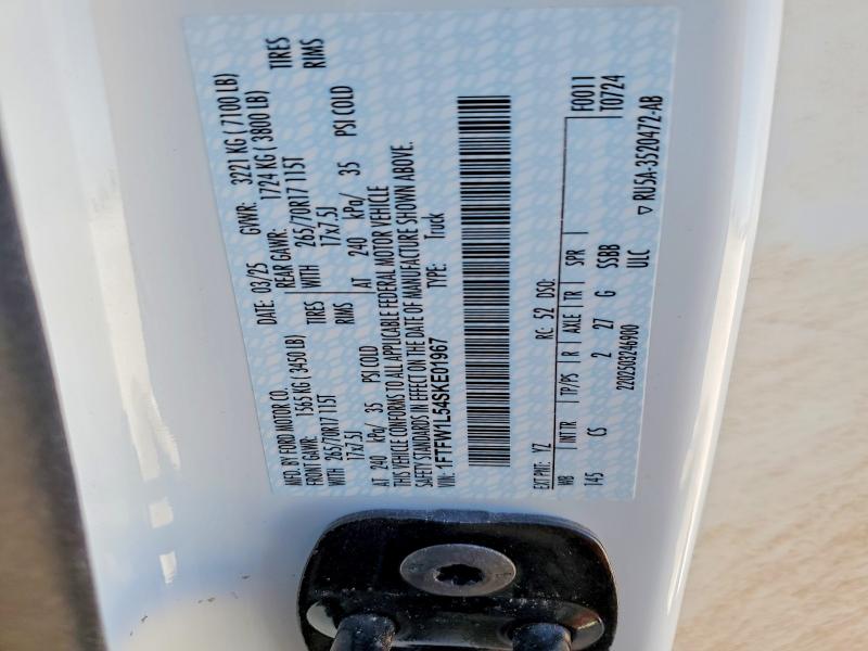 2025 Ford F150 მანქანა იყიდება აუქციონზე, vin: 1FTFW1L54SKE01967, აუქციონის ნომერი: 79286065