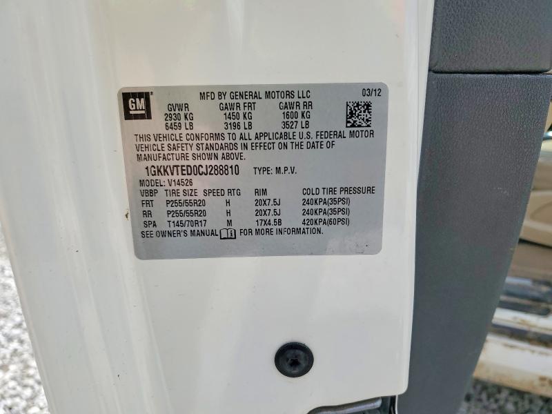 45616356 :رقم المزاد ، 1GKKVTED0CJ288810 vin ، 2012 Gmc Acadia مزاد بيع