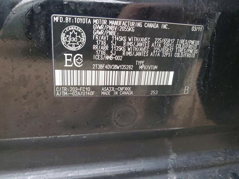 Продажа на аукционе авто 2011 Toyota Rav4, vin: 2T3BF4DV3BW135282, номер лота: 79571315