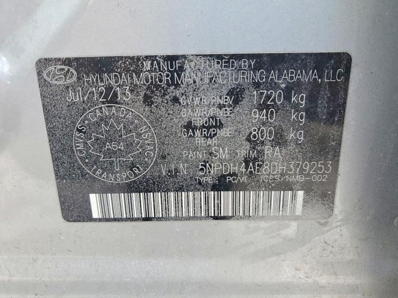 Продажа на аукционе авто 2013 Hyundai Elantra, vin: 5NPDH4AE8DH379253, номер лота: 47037296