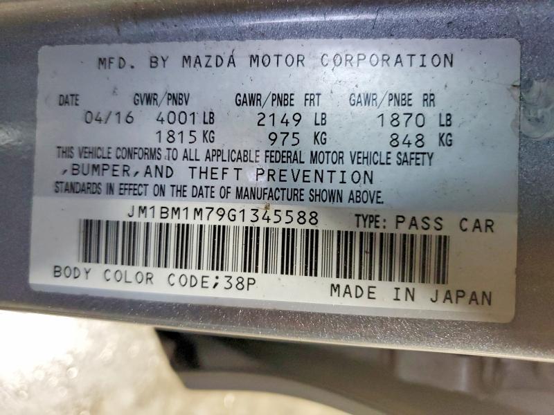 Aukcja sprzedaży 2016 Mazda 3, vin: JM1BM1M79G1345588, numer aukcji: 48246536