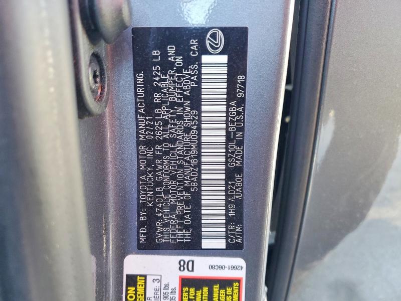 45583766 :رقم المزاد ، 58ADZ1B19MU094529 vin ، 2021 Lexus Es 350 مزاد بيع