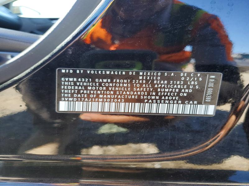 2015 Volk Jetta მანქანა იყიდება აუქციონზე, vin: 3VWD17AJ1FM302043, აუქციონის ნომერი: 47431056