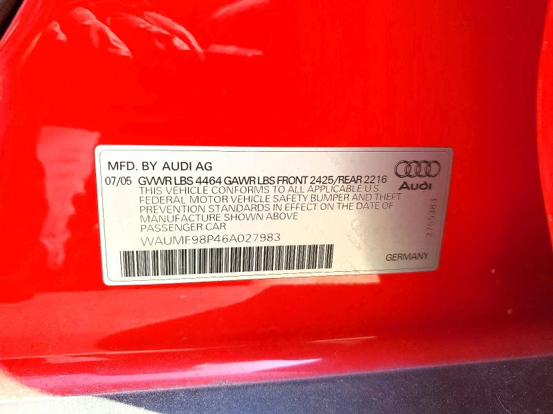 Продаж на аукціоні авто 2006 Audi A3, vin: WAUMF98P46A027983, номер лоту: 47093436