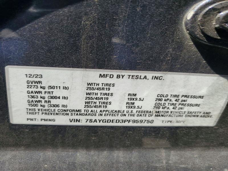 Продаж на аукціоні авто 2023 Tesla Model Y, vin: 7SAYGDED3PF959750, номер лоту: 46776206