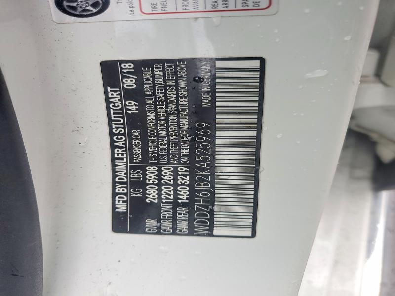 47252206 :رقم المزاد ، WDDZH6JB2KA525969 vin ، 2019 Mercedes-benz E مزاد بيع