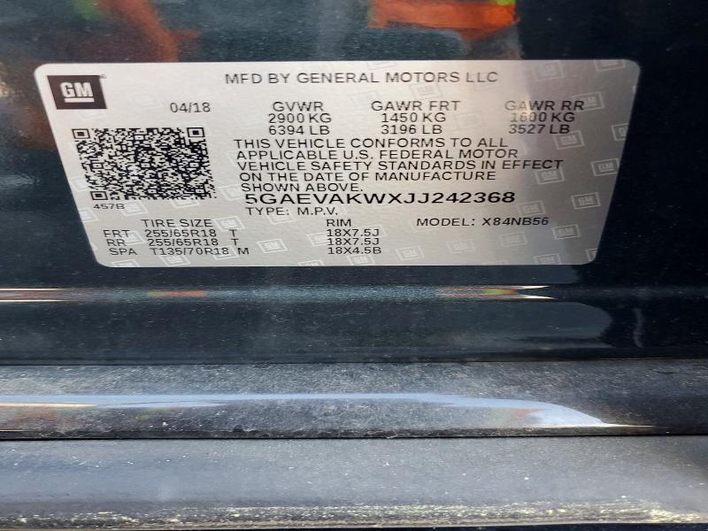 Aukcja sprzedaży 2018 Buick Enclave, vin: 5GAEVAKWXJJ242368, numer aukcji: 46356366