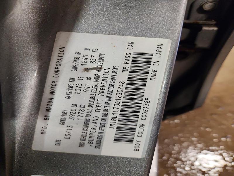 2013 Mazda 3 მანქანა იყიდება აუქციონზე, vin: JM1BL1L70D1830248, აუქციონის ნომერი: 46376256