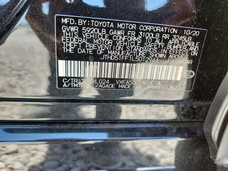 Aukcja sprzedaży 2020 Lexus Ls 500, vin: JTHD51FF1L5012944, numer aukcji: 47803076