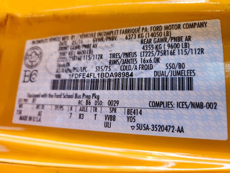 Продажа на аукционе авто 2011 Ford Econoline, vin: 1FDFE4FL1BDA98984, номер лота: 75951035