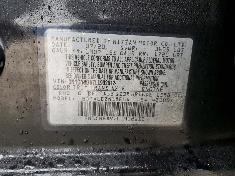 Aukcja sprzedaży 2020 Nissan Versa, vin: 3N1CN8DV7LL902612, numer aukcji: 79589905
