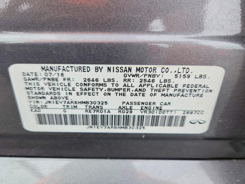 79951735 :رقم المزاد ، JN1EV7AR6HM830325 vin ، 2017 Infiniti Q50 مزاد بيع