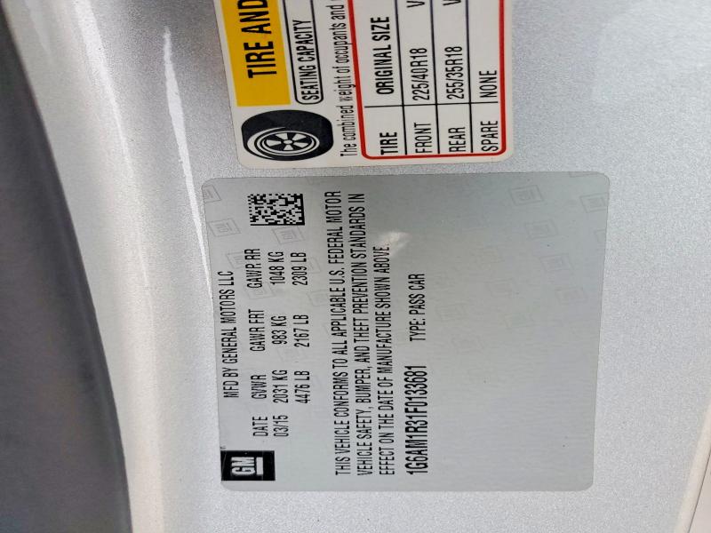 Aukcja sprzedaży 2015 Cadillac Ats, vin: 1G6AM1R31F0133681, numer aukcji: 41916966