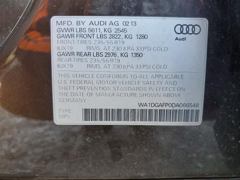 47442126 :رقم المزاد ، WA1DGAFP0DA066548 vin ، 2013 Audi Q5 مزاد بيع