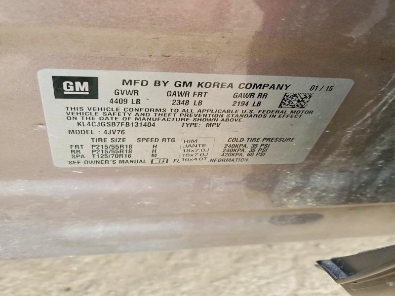 2015 Buick Encore მანქანა იყიდება აუქციონზე, vin: KL4CJGSB7FB131404, აუქციონის ნომერი: 47973226
