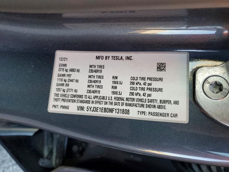 Продаж на аукціоні авто 2022 Tesla Model 3, vin: 5YJ3E1EB0NF131808, номер лоту: 45790566
