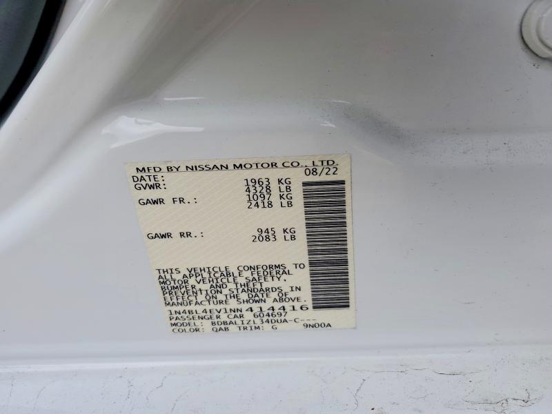 Продаж на аукціоні авто 2022 Nissan Altima, vin: 1N4BL4EV1NN414416, номер лоту: 47065946