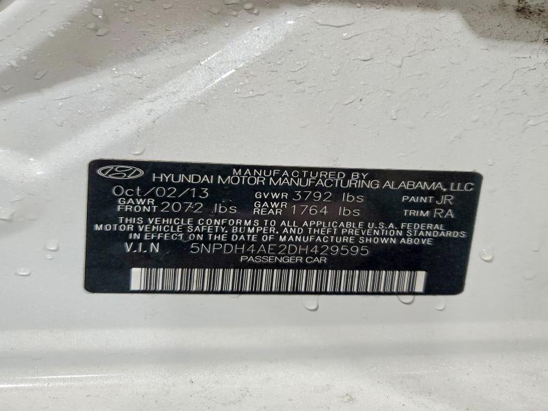 Продажа на аукционе авто 2013 Hyundai Elantra, vin: 5NPDH4AE2DH429595, номер лота: 47530296