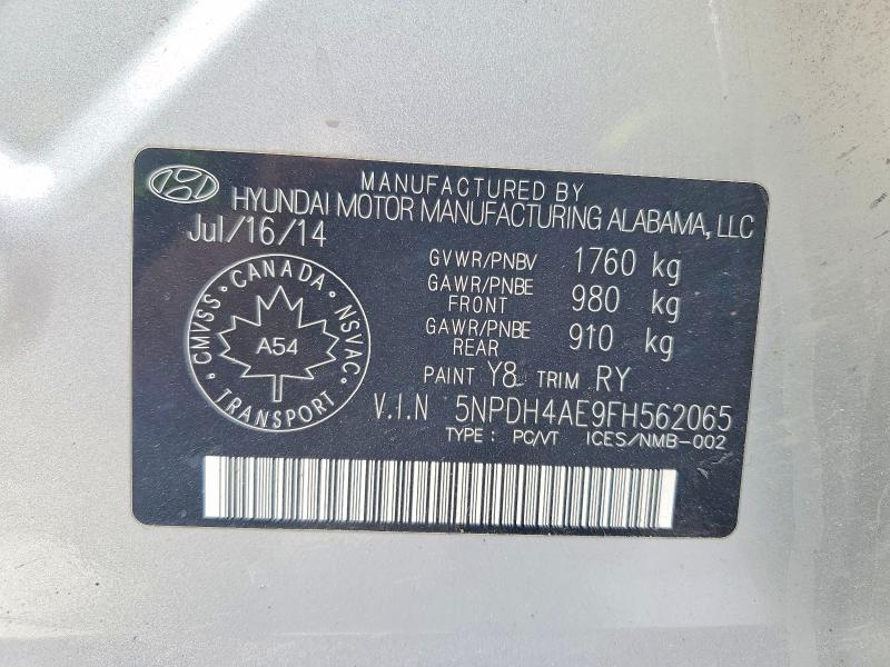 Продаж на аукціоні авто 2015 Hyundai Elantra, vin: 5NPDH4AE9FH562065, номер лоту: 46826386