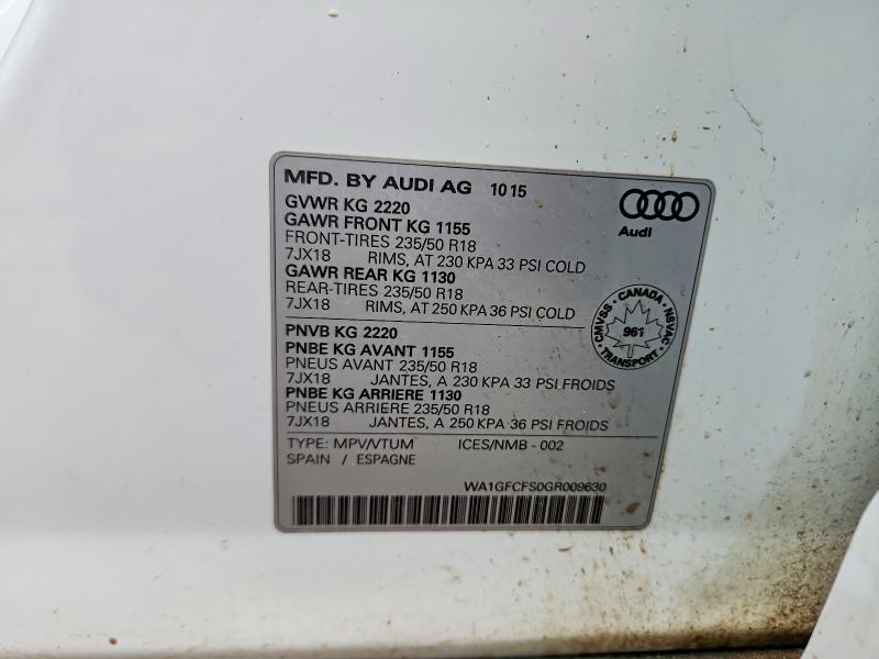 Aukcja sprzedaży 2016 Audi Q3, vin: WA1GFCFS0GR009630, numer aukcji: 46856346