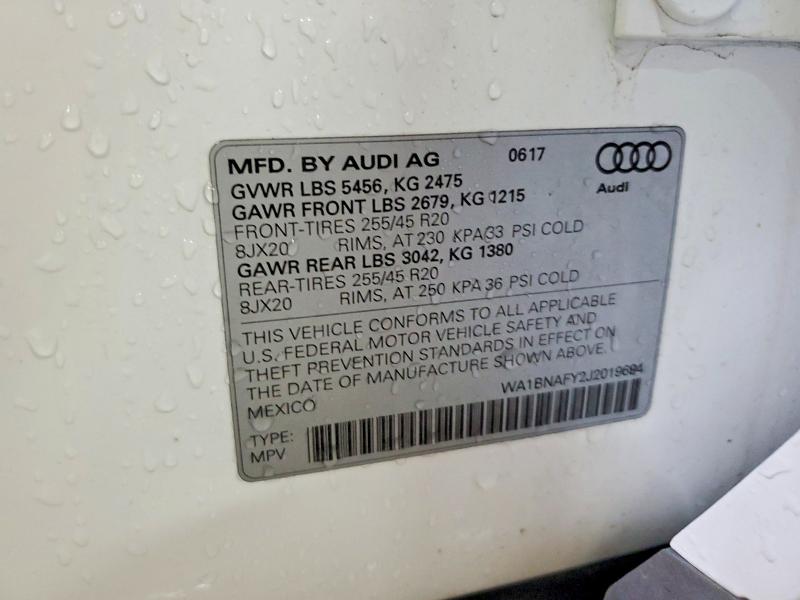 Продажа на аукционе авто 2018 Audi Q5, vin: WA1BNAFY2J2019694, номер лота: 46706596
