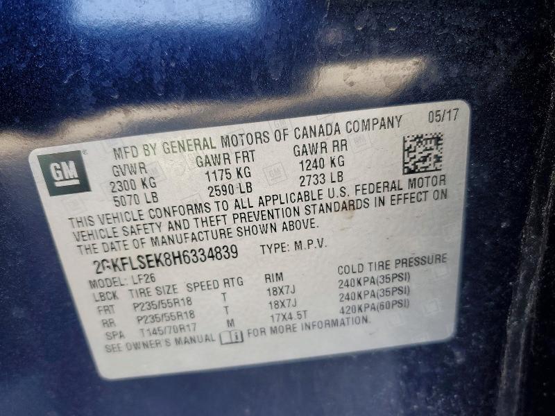 45510756 :رقم المزاد ، 2GKFLSEK8H6334839 vin ، 2017 Gmc Terrain مزاد بيع