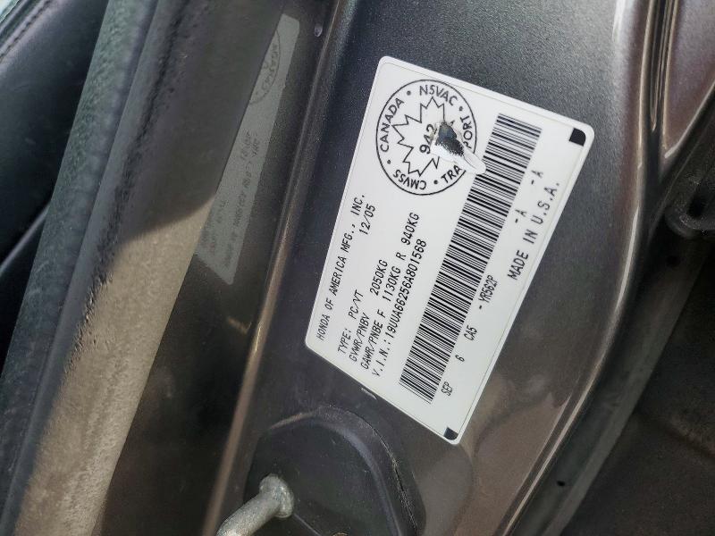 2006 Acura 3.2tl მანქანა იყიდება აუქციონზე, vin: 19UUA66256A801568, აუქციონის ნომერი: 79727825