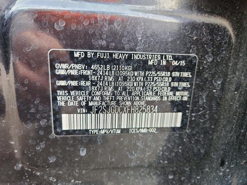 Продажа на аукционе авто 2015 Subaru Forester, vin: JF2SJGDCXFH825834, номер лота: 42030176