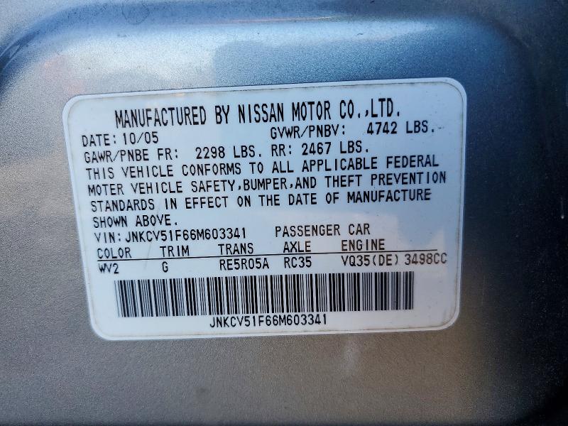 Продажа на аукционе авто 2006 Infiniti G35, vin: JNKCV51F66M603341, номер лота: 41994266