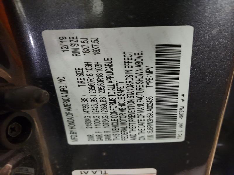 46684166 :رقم المزاد ، 5J6RW2H59LA002436 vin ، 2020 Honda Cr-v مزاد بيع