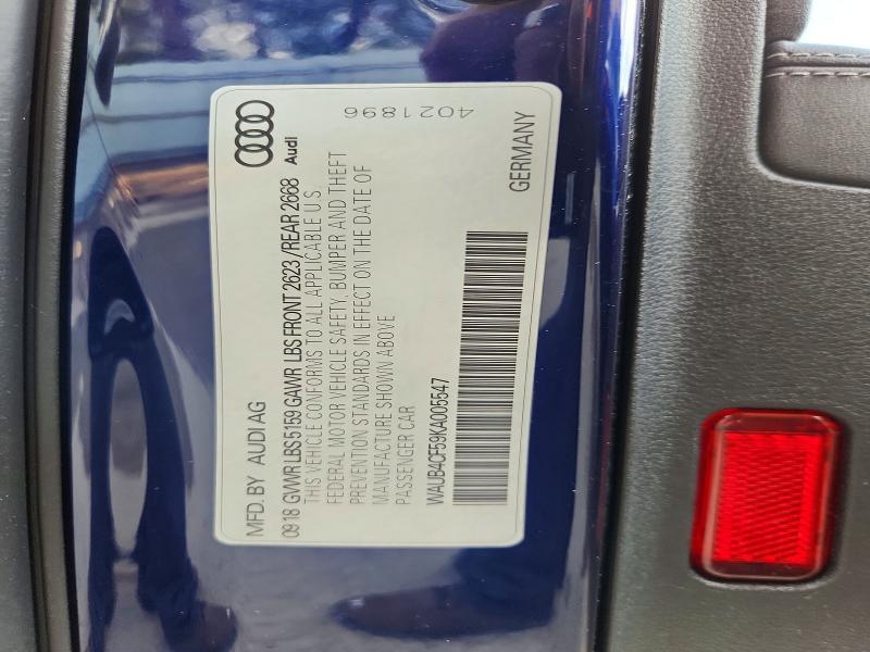 Aukcja sprzedaży 2019 Audi S5, vin: WAUB4CF59KA005547, numer aukcji: 47923906