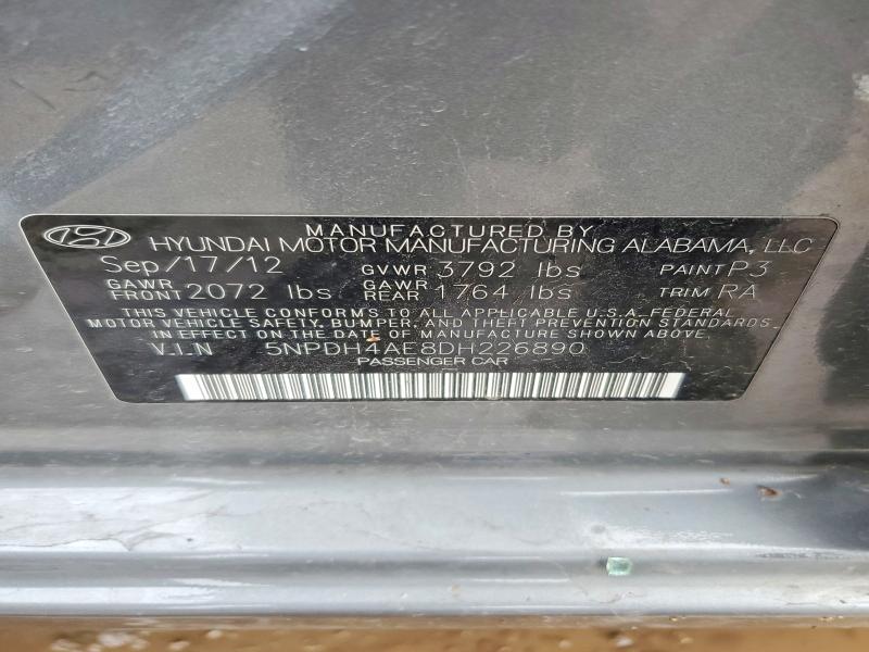 41667216 :رقم المزاد ، 5NPDH4AE8DH226890 vin ، 2013 Hyundai Elantra مزاد بيع