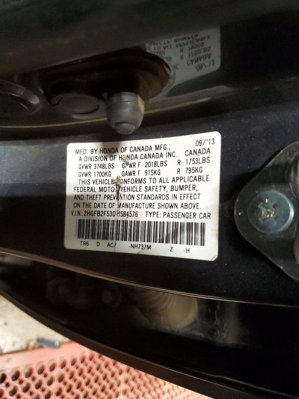 Aukcja sprzedaży 2013 Honda Civic, vin: 2HGFB2F53DH584576, numer aukcji: 41749656